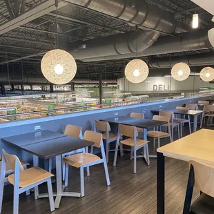 Clean and inviting space to eat.