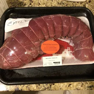 a large piece of meat on a tray