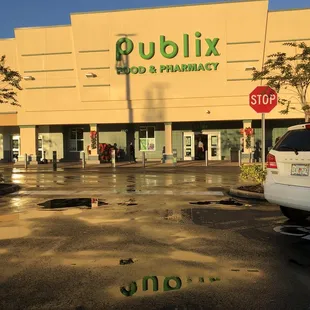 Morning picture with newly paved lot.