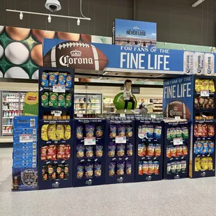 Beer and chips for football display