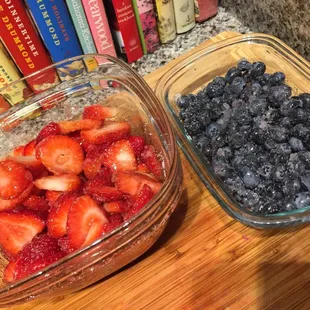 Macerating the organic fruits for dessert! -bought @ Publix