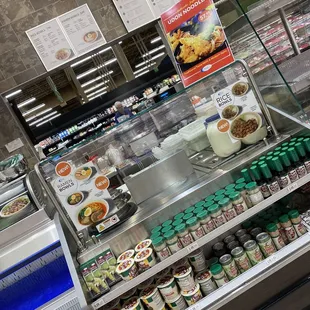 a refrigerated display of food