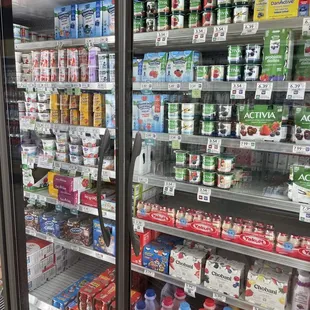 a refrigerated refrigerator in a grocery store