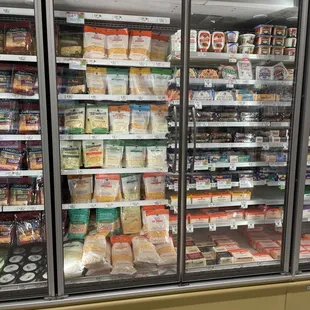 a refrigerated refrigerator in a grocery store