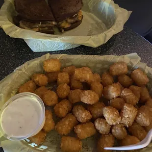 Patty melt and tots
