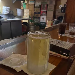 Ice cold beer in mug