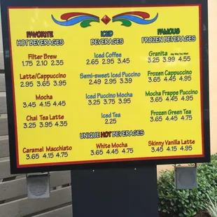 Drive up menu