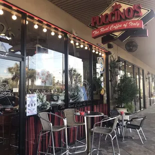 Outside sign with tables!