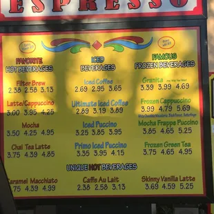 menu