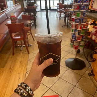 Starting my morning off right with a hazelnut iced coffee.