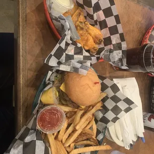 burger and fries