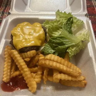 Cheese burger and fries ( amazing fries)