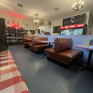 Indoor dining area at Pudgee's