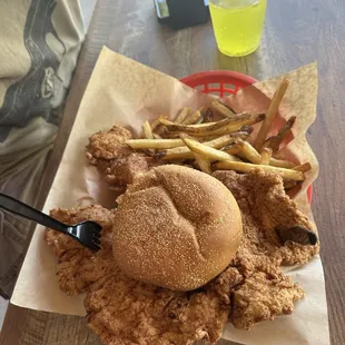 HUGE pork tenderloin sandwich.  He was very happy with that.