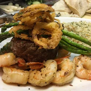Surf and Turf! 8 oz Beef tenderloin with 5 shrimp!!!!