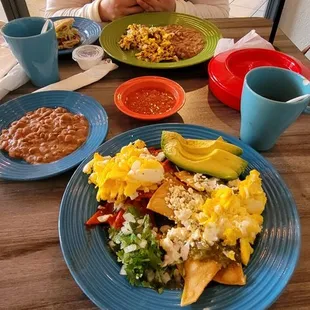 Chilaquiles divorciados, sope,  and machaka.