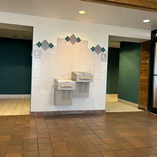 Restrooms outside of security in main terminal