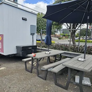 Seating area is outdoors