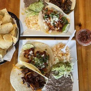 2 taco plates with Al pastor and Steak Taco