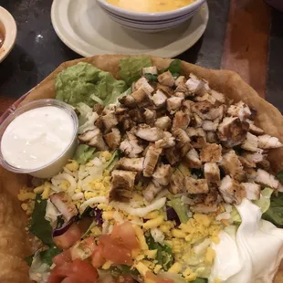 Chicken taco salad &amp; large queso