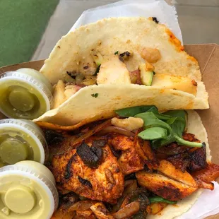 Guaca Taco closest  Potato Zucchini taco farthest