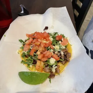 Steak taco with some additions