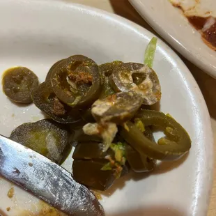 Jalapeño from a can made the food have the sweet pickles taste. Food is part fresh part canned