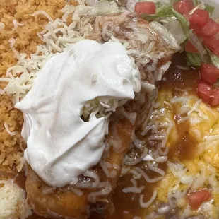 #3 Chile Relleno side of rice and beans