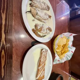 Chili Rellano and Chicken Chimi!  Really great!