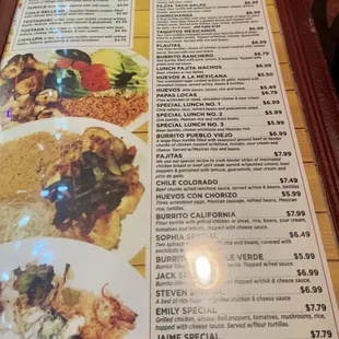 menu