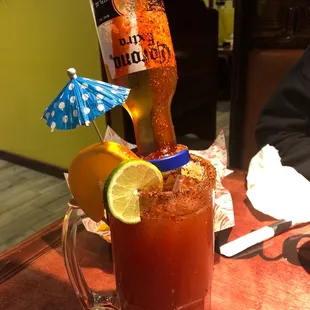 Michelada, just like we used to get in Texas.