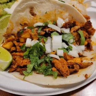 a plate of mexican food