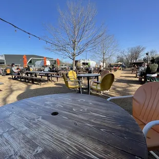 tables and chairs outside