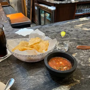 Homemade salsa and chips! (I already ate my quesadilla so no pic this time, haha)