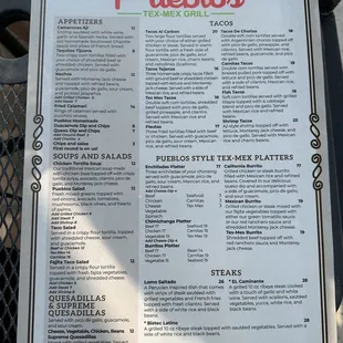 Dinner menu (1/2)