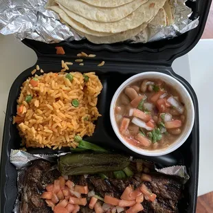 Carne asada, packaged well for carry out.
