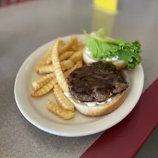 Teri burger w/ fries no tomato