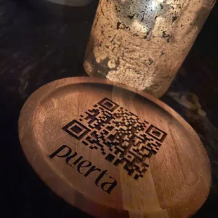 Menu engraved on coaster