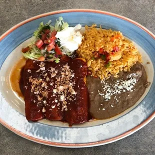 Combo Enchilada Dinner. Beautiful red sauce!