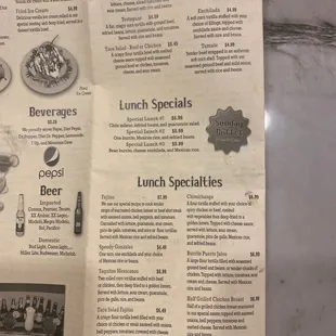 a menu for a mexican restaurant