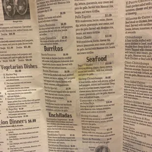a menu for a mexican restaurant