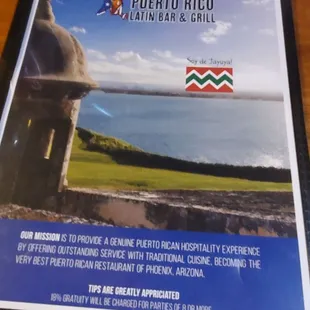 Cover of menu