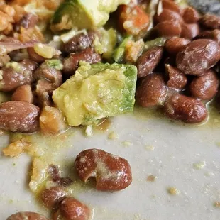 a plate of beans and rice