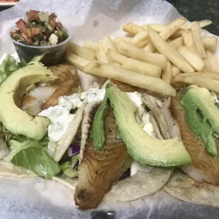 "Grilled" fish tacos