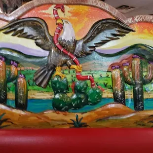 Details of carved booth
