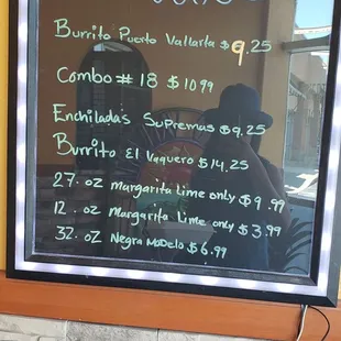 Daily specials inside entryway
