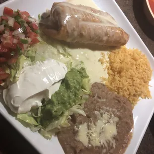 Lunch chicken fajita chimichanga