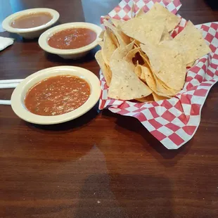 Chips with bean dip and salsa