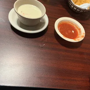 Queso and salsa - queso is runny