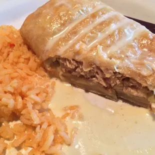 Chimichanga with Mexican rice